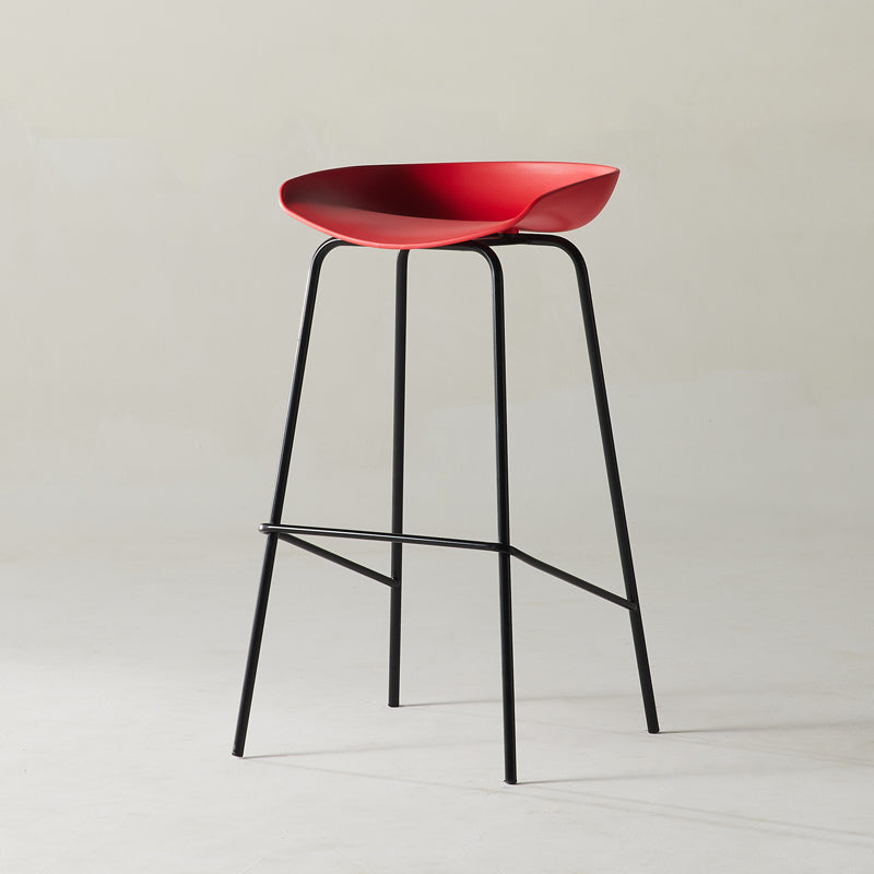 Scandinavian Metal Black Counter Stools Bucket Seat Bar Stools with Footrest Red 1 Piece Clearhalo 'Bar Furniture' 'Bar Stools' 'bar_stools' 'furn' 'furn_bar_stools' 'furniture_bar_stools' 'Kitchen & Dining Furniture' 'kitchen&dining_furn' 'kitchen' 'kitchen_furn' Furniture' 4290074