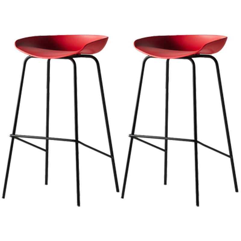 Scandinavian Metal Black Counter Stools Bucket Seat Bar Stools with Footrest Red 2 Piece Set Clearhalo 'Bar Furniture' 'Bar Stools' 'bar_stools' 'furn' 'furn_bar_stools' 'furniture_bar_stools' 'Kitchen & Dining Furniture' 'kitchen&dining_furn' 'kitchen' 'kitchen_furn' Furniture' 4290075