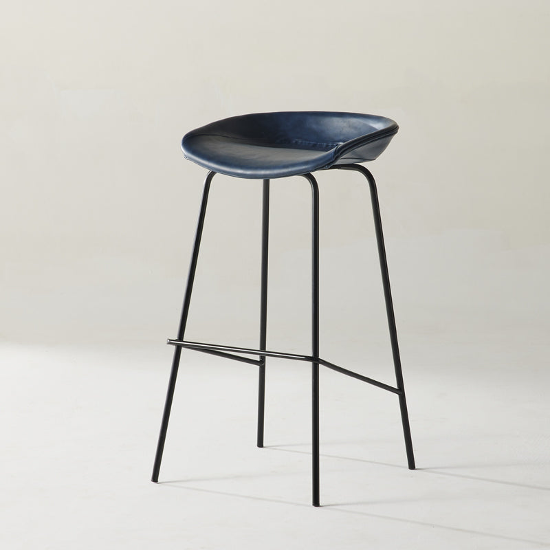 Scandinavian Metal Black Counter Stools Bucket Seat Bar Stools with Footrest Blue 1 Piece Clearhalo 'Bar Furniture' 'Bar Stools' 'bar_stools' 'furn' 'furn_bar_stools' 'furniture_bar_stools' 'Kitchen & Dining Furniture' 'kitchen&dining_furn' 'kitchen' 'kitchen_furn' Furniture' 4290080