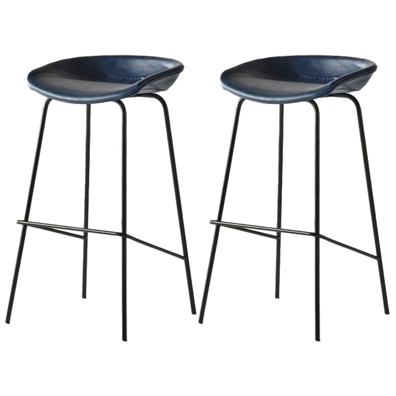 Scandinavian Metal Black Counter Stools Bucket Seat Bar Stools with Footrest Blue 2 Piece Set Clearhalo 'Bar Furniture' 'Bar Stools' 'bar_stools' 'furn' 'furn_bar_stools' 'furniture_bar_stools' 'Kitchen & Dining Furniture' 'kitchen&dining_furn' 'kitchen' 'kitchen_furn' Furniture' 4290081