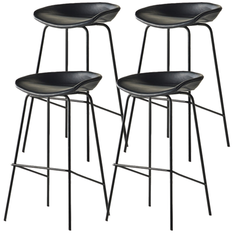Scandinavian Metal Black Counter Stools Bucket Seat Bar Stools with Footrest Black 4 Piece Set Clearhalo 'Bar Furniture' 'Bar Stools' 'bar_stools' 'furn' 'furn_bar_stools' 'furniture_bar_stools' 'Kitchen & Dining Furniture' 'kitchen&dining_furn' 'kitchen' 'kitchen_furn' Furniture' 4290082