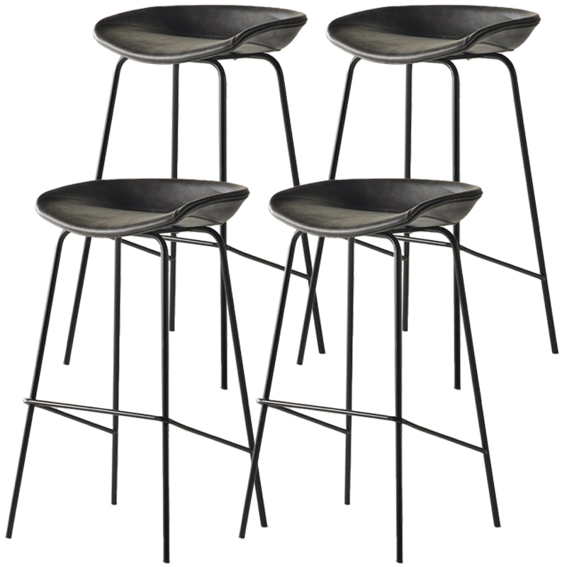 Scandinavian Metal Black Counter Stools Bucket Seat Bar Stools with Footrest Grey 4 Piece Set Clearhalo 'Bar Furniture' 'Bar Stools' 'bar_stools' 'furn' 'furn_bar_stools' 'furniture_bar_stools' 'Kitchen & Dining Furniture' 'kitchen&dining_furn' 'kitchen' 'kitchen_furn' Furniture' 4290085