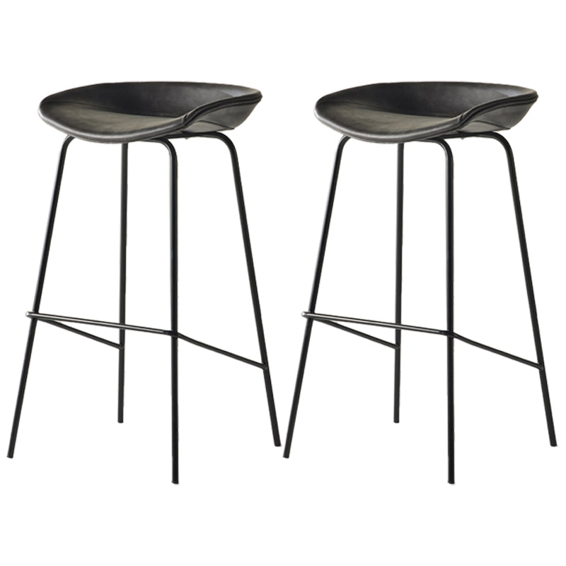 Scandinavian Metal Black Counter Stools Bucket Seat Bar Stools with Footrest Grey 2 Piece Set Clearhalo 'Bar Furniture' 'Bar Stools' 'bar_stools' 'furn' 'furn_bar_stools' 'furniture_bar_stools' 'Kitchen & Dining Furniture' 'kitchen&dining_furn' 'kitchen' 'kitchen_furn' Furniture' 4290087