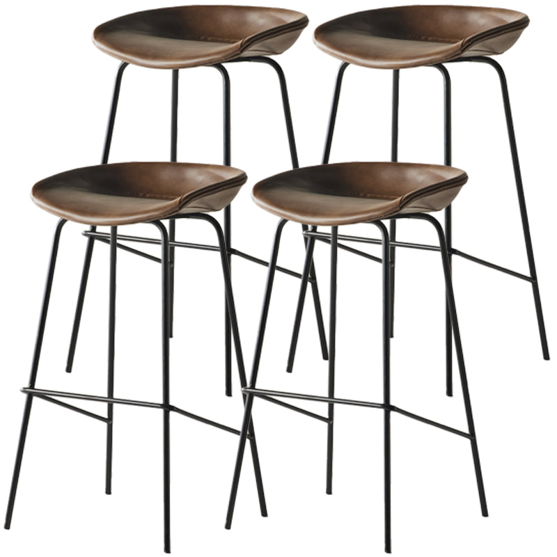 Scandinavian Metal Black Counter Stools Bucket Seat Bar Stools with Footrest Brown 4 Piece Set Clearhalo 'Bar Furniture' 'Bar Stools' 'bar_stools' 'furn' 'furn_bar_stools' 'furniture_bar_stools' 'Kitchen & Dining Furniture' 'kitchen&dining_furn' 'kitchen' 'kitchen_furn' Furniture' 4290091