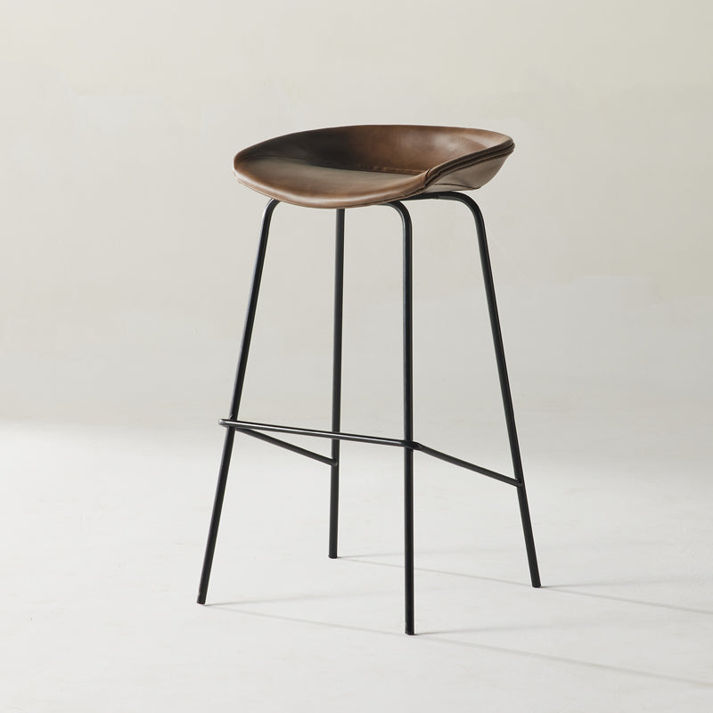 Scandinavian Metal Black Counter Stools Bucket Seat Bar Stools with Footrest Brown 1 Piece Clearhalo 'Bar Furniture' 'Bar Stools' 'bar_stools' 'furn' 'furn_bar_stools' 'furniture_bar_stools' 'Kitchen & Dining Furniture' 'kitchen&dining_furn' 'kitchen' 'kitchen_furn' Furniture' 4290092