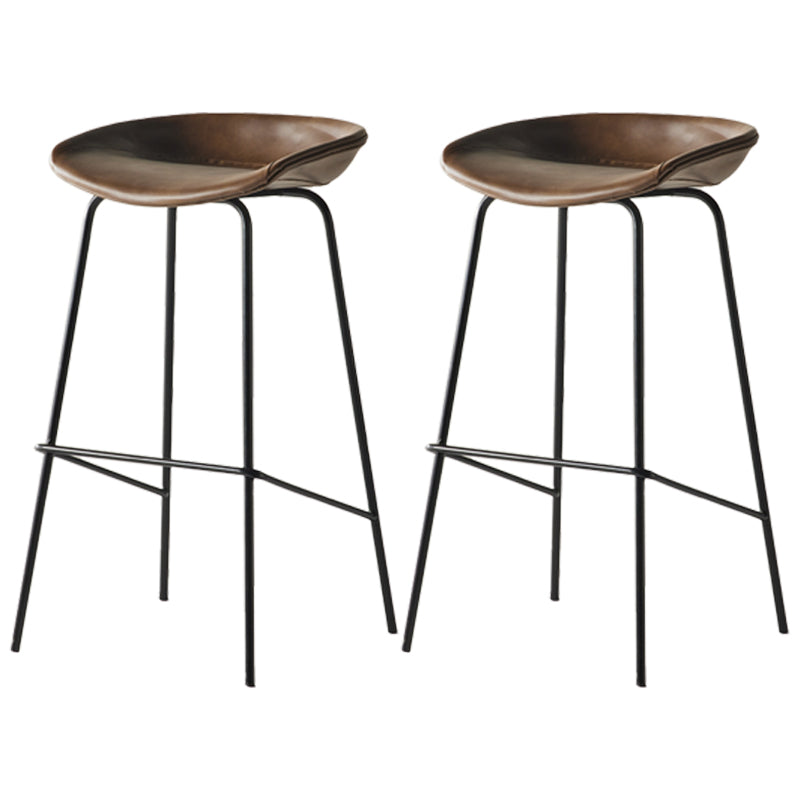 Scandinavian Metal Black Counter Stools Bucket Seat Bar Stools with Footrest Brown 2 Piece Set Clearhalo 'Bar Furniture' 'Bar Stools' 'bar_stools' 'furn' 'furn_bar_stools' 'furniture_bar_stools' 'Kitchen & Dining Furniture' 'kitchen&dining_furn' 'kitchen' 'kitchen_furn' Furniture' 4290093