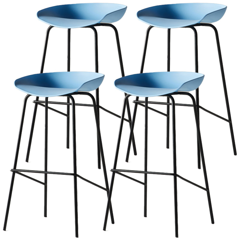 Scandinavian Metal Black Counter Stools Bucket Seat Bar Stools with Footrest Sky Blue 4 Piece Set Clearhalo 'Bar Furniture' 'Bar Stools' 'bar_stools' 'furn' 'furn_bar_stools' 'furniture_bar_stools' 'Kitchen & Dining Furniture' 'kitchen&dining_furn' 'kitchen' 'kitchen_furn' Furniture' 4290094