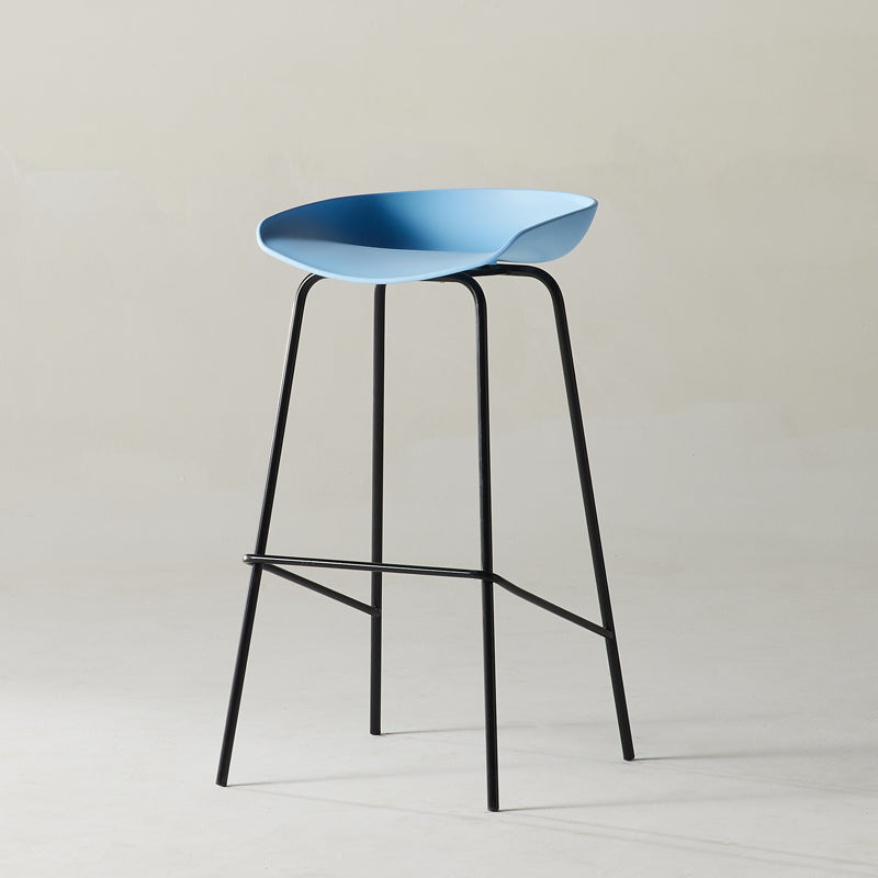 Scandinavian Metal Black Counter Stools Bucket Seat Bar Stools with Footrest Sky Blue 1 Piece Clearhalo 'Bar Furniture' 'Bar Stools' 'bar_stools' 'furn' 'furn_bar_stools' 'furniture_bar_stools' 'Kitchen & Dining Furniture' 'kitchen&dining_furn' 'kitchen' 'kitchen_furn' Furniture' 4290095