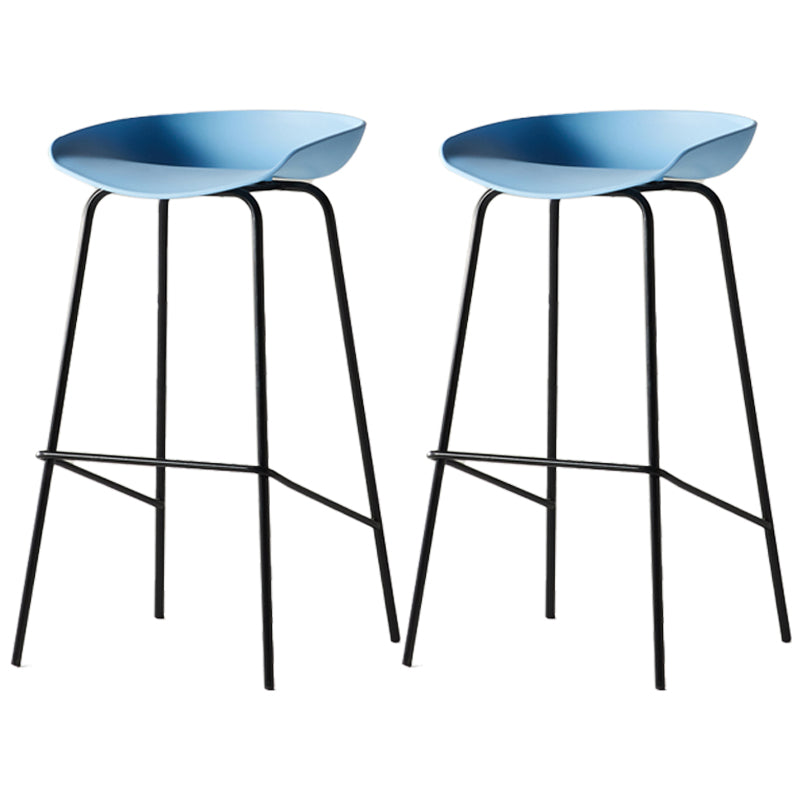Scandinavian Metal Black Counter Stools Bucket Seat Bar Stools with Footrest Sky Blue 2 Piece Set Clearhalo 'Bar Furniture' 'Bar Stools' 'bar_stools' 'furn' 'furn_bar_stools' 'furniture_bar_stools' 'Kitchen & Dining Furniture' 'kitchen&dining_furn' 'kitchen' 'kitchen_furn' Furniture' 4290096