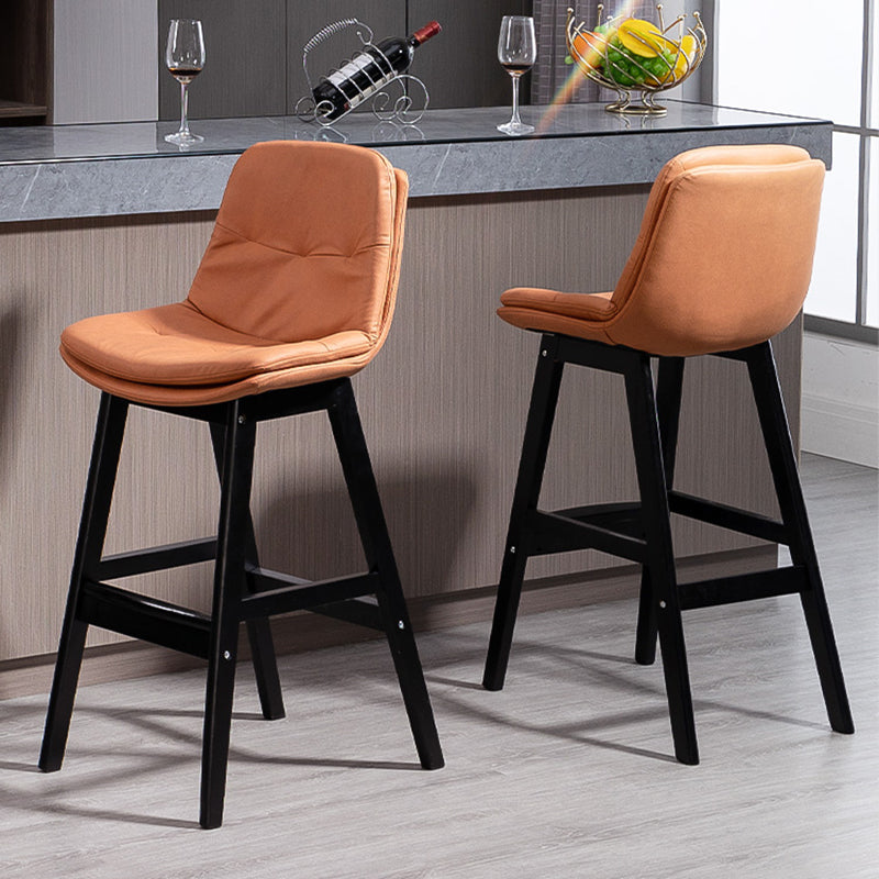 Scandinavian Wood Upholstered Counter Stools Low Back Bar Stools with Footrest Clearhalo 'Bar Furniture' 'Bar Stools' 'bar_stools' 'furn' 'furn_bar_stools' 'furniture_bar_stools' 'Kitchen & Dining Furniture' 'kitchen&dining_furn' 'kitchen' 'kitchen_furn' Furniture' 4290098