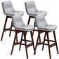 Scandinavian Wood Upholstered Counter Stools Low Back Bar Stools with Footrest Grey Brown 4 Piece Set Clearhalo 'Bar Furniture' 'Bar Stools' 'bar_stools' 'furn' 'furn_bar_stools' 'furniture_bar_stools' 'Kitchen & Dining Furniture' 'kitchen&dining_furn' 'kitchen' 'kitchen_furn' Furniture' 4290099
