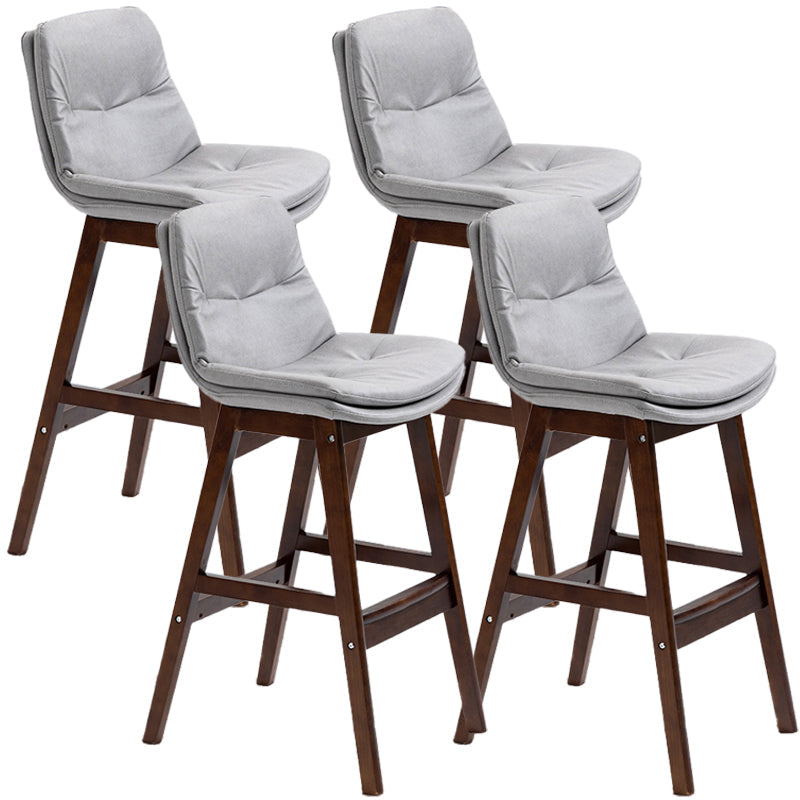 Scandinavian Wood Upholstered Counter Stools Low Back Bar Stools with Footrest Grey Brown 4 Piece Set Clearhalo 'Bar Furniture' 'Bar Stools' 'bar_stools' 'furn' 'furn_bar_stools' 'furniture_bar_stools' 'Kitchen & Dining Furniture' 'kitchen&dining_furn' 'kitchen' 'kitchen_furn' Furniture' 4290099