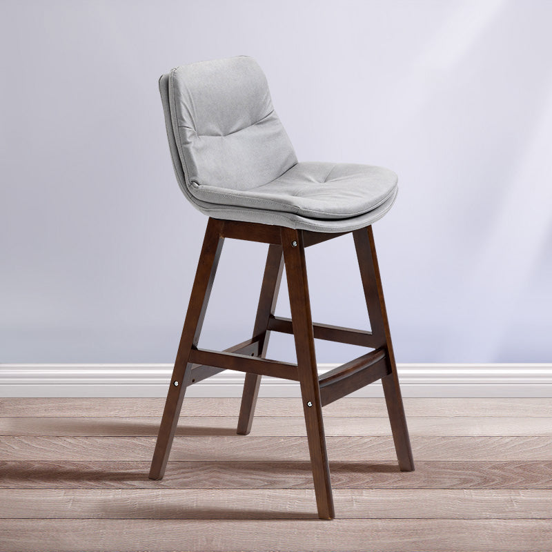 Scandinavian Wood Upholstered Counter Stools Low Back Bar Stools with Footrest Grey Brown 1 Piece Clearhalo 'Bar Furniture' 'Bar Stools' 'bar_stools' 'furn' 'furn_bar_stools' 'furniture_bar_stools' 'Kitchen & Dining Furniture' 'kitchen&dining_furn' 'kitchen' 'kitchen_furn' Furniture' 4290100
