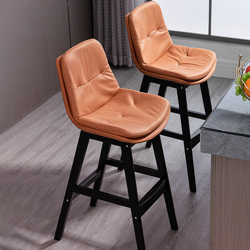 Scandinavian Wood Upholstered Counter Stools Low Back Bar Stools with Footrest Clearhalo 'Bar Furniture' 'Bar Stools' 'bar_stools' 'furn' 'furn_bar_stools' 'furniture_bar_stools' 'Kitchen & Dining Furniture' 'kitchen&dining_furn' 'kitchen' 'kitchen_furn' Furniture' 4290101