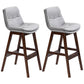 Scandinavian Wood Upholstered Counter Stools Low Back Bar Stools with Footrest Grey Brown 2 Piece Set Clearhalo 'Bar Furniture' 'Bar Stools' 'bar_stools' 'furn' 'furn_bar_stools' 'furniture_bar_stools' 'Kitchen & Dining Furniture' 'kitchen&dining_furn' 'kitchen' 'kitchen_furn' Furniture' 4290103