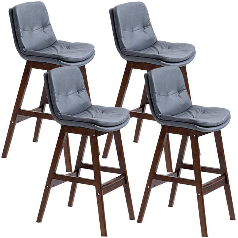 Scandinavian Wood Upholstered Counter Stools Low Back Bar Stools with Footrest Dark Gray Brown 4 Piece Set Clearhalo 'Bar Furniture' 'Bar Stools' 'bar_stools' 'furn' 'furn_bar_stools' 'furniture_bar_stools' 'Kitchen & Dining Furniture' 'kitchen&dining_furn' 'kitchen' 'kitchen_furn' Furniture' 4290105