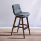 Scandinavian Wood Upholstered Counter Stools Low Back Bar Stools with Footrest Dark Gray Brown 1 Piece Clearhalo 'Bar Furniture' 'Bar Stools' 'bar_stools' 'furn' 'furn_bar_stools' 'furniture_bar_stools' 'Kitchen & Dining Furniture' 'kitchen&dining_furn' 'kitchen' 'kitchen_furn' Furniture' 4290107