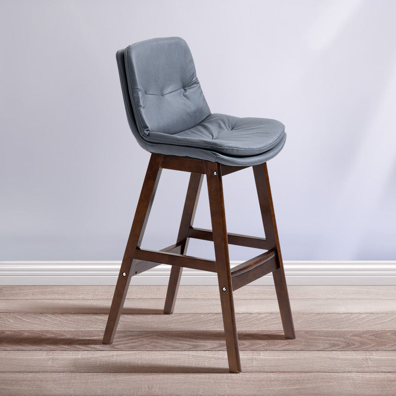 Scandinavian Wood Upholstered Counter Stools Low Back Bar Stools with Footrest Dark Gray Brown 1 Piece Clearhalo 'Bar Furniture' 'Bar Stools' 'bar_stools' 'furn' 'furn_bar_stools' 'furniture_bar_stools' 'Kitchen & Dining Furniture' 'kitchen&dining_furn' 'kitchen' 'kitchen_furn' Furniture' 4290107