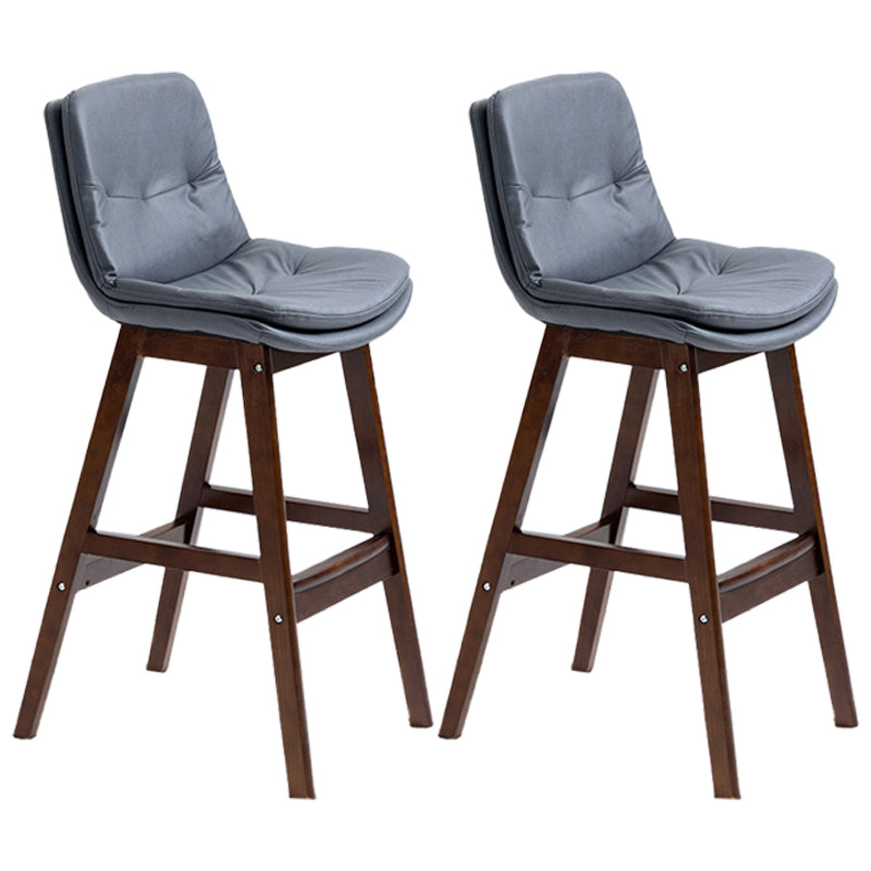 Scandinavian Wood Upholstered Counter Stools Low Back Bar Stools with Footrest Dark Gray Brown 2 Piece Set Clearhalo 'Bar Furniture' 'Bar Stools' 'bar_stools' 'furn' 'furn_bar_stools' 'furniture_bar_stools' 'Kitchen & Dining Furniture' 'kitchen&dining_furn' 'kitchen' 'kitchen_furn' Furniture' 4290109