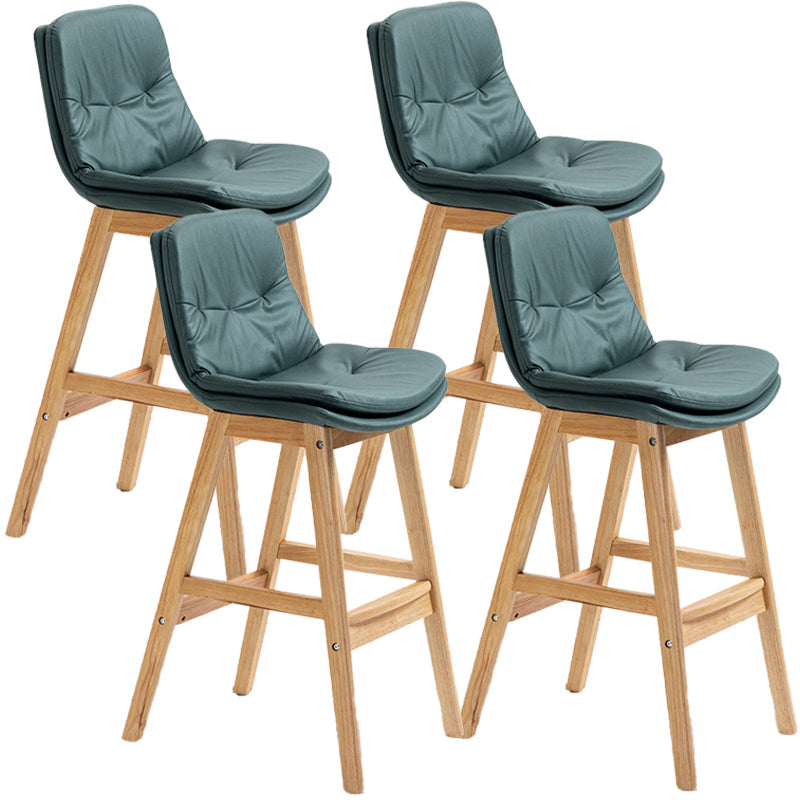 Scandinavian Wood Upholstered Counter Stools Low Back Bar Stools with Footrest Green Wood 4 Piece Set Clearhalo 'Bar Furniture' 'Bar Stools' 'bar_stools' 'furn' 'furn_bar_stools' 'furniture_bar_stools' 'Kitchen & Dining Furniture' 'kitchen&dining_furn' 'kitchen' 'kitchen_furn' Furniture' 4290111