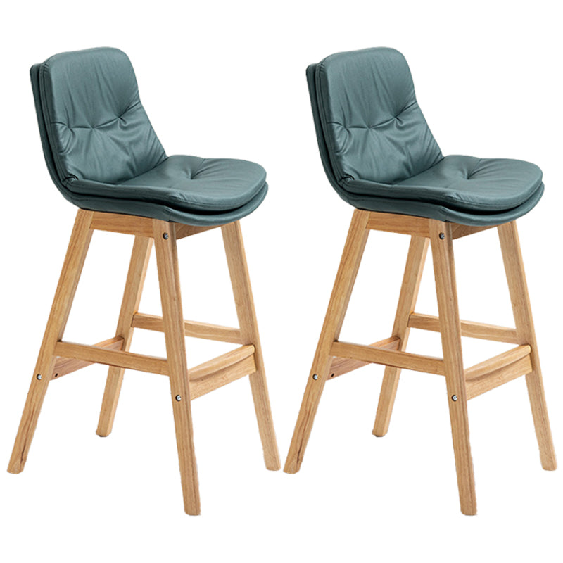 Scandinavian Wood Upholstered Counter Stools Low Back Bar Stools with Footrest Green Wood 2 Piece Set Clearhalo 'Bar Furniture' 'Bar Stools' 'bar_stools' 'furn' 'furn_bar_stools' 'furniture_bar_stools' 'Kitchen & Dining Furniture' 'kitchen&dining_furn' 'kitchen' 'kitchen_furn' Furniture' 4290114