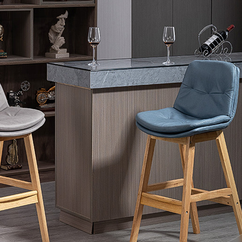Scandinavian Wood Upholstered Counter Stools Low Back Bar Stools with Footrest Clearhalo 'Bar Furniture' 'Bar Stools' 'bar_stools' 'furn' 'furn_bar_stools' 'furniture_bar_stools' 'Kitchen & Dining Furniture' 'kitchen&dining_furn' 'kitchen' 'kitchen_furn' Furniture' 4290115