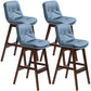 Scandinavian Wood Upholstered Counter Stools Low Back Bar Stools with Footrest Blue Brown 4 Piece Set Clearhalo 'Bar Furniture' 'Bar Stools' 'bar_stools' 'furn' 'furn_bar_stools' 'furniture_bar_stools' 'Kitchen & Dining Furniture' 'kitchen&dining_furn' 'kitchen' 'kitchen_furn' Furniture' 4290116