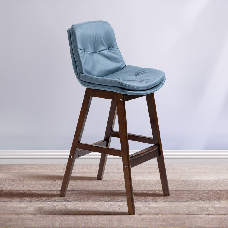 Scandinavian Wood Upholstered Counter Stools Low Back Bar Stools with Footrest Blue Brown 1 Piece Clearhalo 'Bar Furniture' 'Bar Stools' 'bar_stools' 'furn' 'furn_bar_stools' 'furniture_bar_stools' 'Kitchen & Dining Furniture' 'kitchen&dining_furn' 'kitchen' 'kitchen_furn' Furniture' 4290117