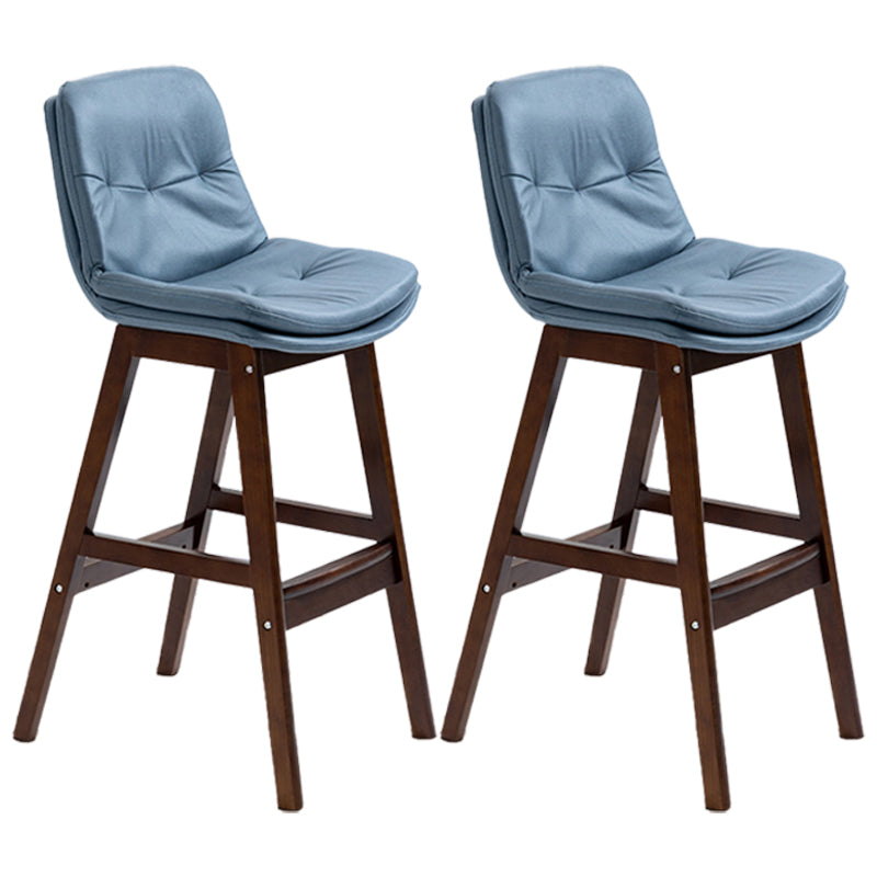 Scandinavian Wood Upholstered Counter Stools Low Back Bar Stools with Footrest Blue Brown 2 Piece Set Clearhalo 'Bar Furniture' 'Bar Stools' 'bar_stools' 'furn' 'furn_bar_stools' 'furniture_bar_stools' 'Kitchen & Dining Furniture' 'kitchen&dining_furn' 'kitchen' 'kitchen_furn' Furniture' 4290118