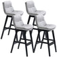 Scandinavian Wood Upholstered Counter Stools Low Back Bar Stools with Footrest Grey Black 4 Piece Set Clearhalo 'Bar Furniture' 'Bar Stools' 'bar_stools' 'furn' 'furn_bar_stools' 'furniture_bar_stools' 'Kitchen & Dining Furniture' 'kitchen&dining_furn' 'kitchen' 'kitchen_furn' Furniture' 4290119