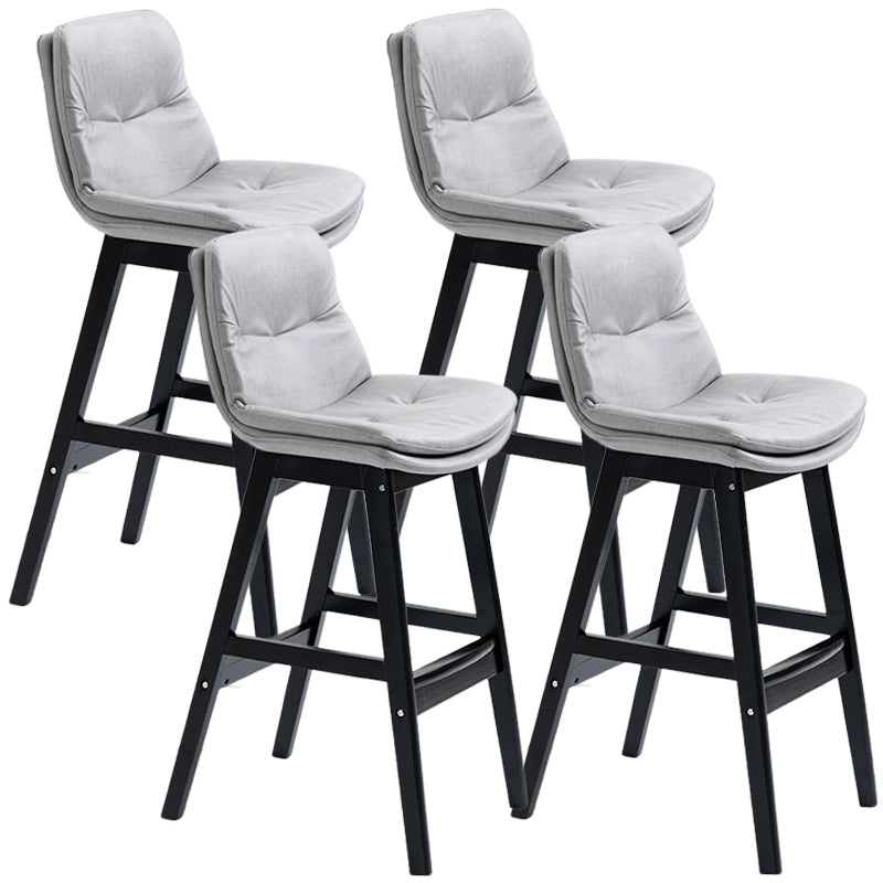 Scandinavian Wood Upholstered Counter Stools Low Back Bar Stools with Footrest Grey Black 4 Piece Set Clearhalo 'Bar Furniture' 'Bar Stools' 'bar_stools' 'furn' 'furn_bar_stools' 'furniture_bar_stools' 'Kitchen & Dining Furniture' 'kitchen&dining_furn' 'kitchen' 'kitchen_furn' Furniture' 4290119