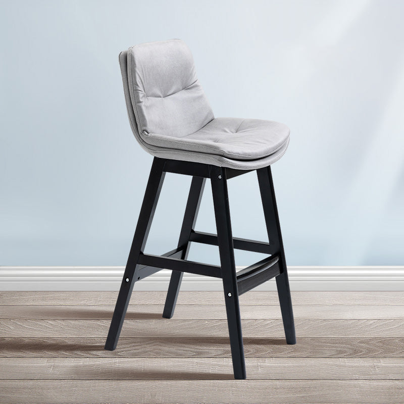 Scandinavian Wood Upholstered Counter Stools Low Back Bar Stools with Footrest Grey Black 1 Piece Clearhalo 'Bar Furniture' 'Bar Stools' 'bar_stools' 'furn' 'furn_bar_stools' 'furniture_bar_stools' 'Kitchen & Dining Furniture' 'kitchen&dining_furn' 'kitchen' 'kitchen_furn' Furniture' 4290120