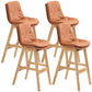 Scandinavian Wood Upholstered Counter Stools Low Back Bar Stools with Footrest Orange Wood 4 Piece Set Clearhalo 'Bar Furniture' 'Bar Stools' 'bar_stools' 'furn' 'furn_bar_stools' 'furniture_bar_stools' 'Kitchen & Dining Furniture' 'kitchen&dining_furn' 'kitchen' 'kitchen_furn' Furniture' 4290122