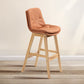 Scandinavian Wood Upholstered Counter Stools Low Back Bar Stools with Footrest Orange Wood 1 Piece Clearhalo 'Bar Furniture' 'Bar Stools' 'bar_stools' 'furn' 'furn_bar_stools' 'furniture_bar_stools' 'Kitchen & Dining Furniture' 'kitchen&dining_furn' 'kitchen' 'kitchen_furn' Furniture' 4290123