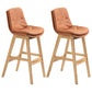 Scandinavian Wood Upholstered Counter Stools Low Back Bar Stools with Footrest Orange Wood 2 Piece Set Clearhalo 'Bar Furniture' 'Bar Stools' 'bar_stools' 'furn' 'furn_bar_stools' 'furniture_bar_stools' 'Kitchen & Dining Furniture' 'kitchen&dining_furn' 'kitchen' 'kitchen_furn' Furniture' 4290124