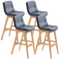 Scandinavian Wood Upholstered Counter Stools Low Back Bar Stools with Footrest Dark Gray Wood 4 Piece Set Clearhalo 'Bar Furniture' 'Bar Stools' 'bar_stools' 'furn' 'furn_bar_stools' 'furniture_bar_stools' 'Kitchen & Dining Furniture' 'kitchen&dining_furn' 'kitchen' 'kitchen_furn' Furniture' 4290125