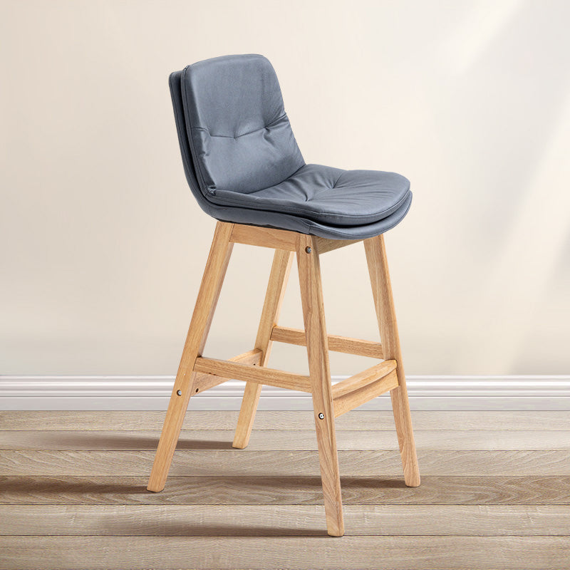 Scandinavian Wood Upholstered Counter Stools Low Back Bar Stools with Footrest Dark Gray Wood 1 Piece Clearhalo 'Bar Furniture' 'Bar Stools' 'bar_stools' 'furn' 'furn_bar_stools' 'furniture_bar_stools' 'Kitchen & Dining Furniture' 'kitchen&dining_furn' 'kitchen' 'kitchen_furn' Furniture' 4290126