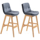 Scandinavian Wood Upholstered Counter Stools Low Back Bar Stools with Footrest Dark Gray Wood 2 Piece Set Clearhalo 'Bar Furniture' 'Bar Stools' 'bar_stools' 'furn' 'furn_bar_stools' 'furniture_bar_stools' 'Kitchen & Dining Furniture' 'kitchen&dining_furn' 'kitchen' 'kitchen_furn' Furniture' 4290127