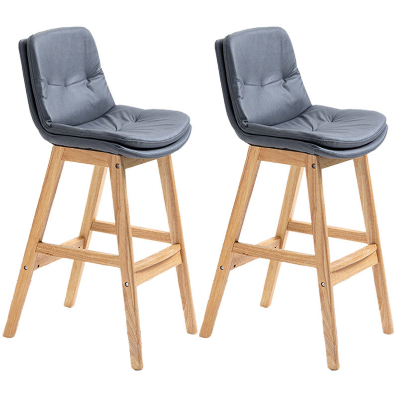 Scandinavian Wood Upholstered Counter Stools Low Back Bar Stools with Footrest Dark Gray Wood 2 Piece Set Clearhalo 'Bar Furniture' 'Bar Stools' 'bar_stools' 'furn' 'furn_bar_stools' 'furniture_bar_stools' 'Kitchen & Dining Furniture' 'kitchen&dining_furn' 'kitchen' 'kitchen_furn' Furniture' 4290127