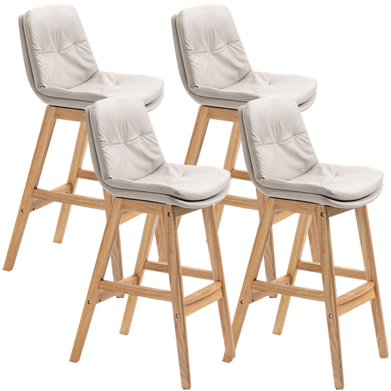 Scandinavian Wood Upholstered Counter Stools Low Back Bar Stools with Footrest White Wood 4 Piece Set Clearhalo 'Bar Furniture' 'Bar Stools' 'bar_stools' 'furn' 'furn_bar_stools' 'furniture_bar_stools' 'Kitchen & Dining Furniture' 'kitchen&dining_furn' 'kitchen' 'kitchen_furn' Furniture' 4290128