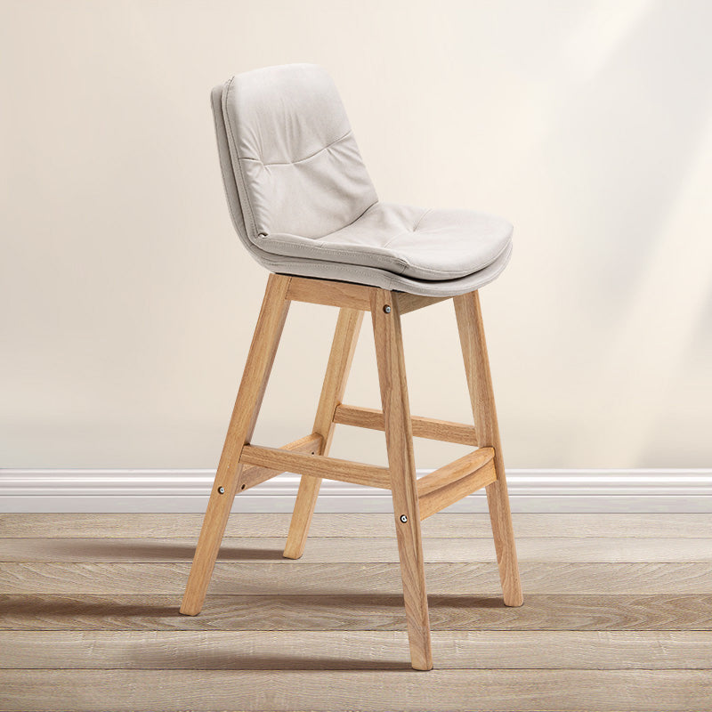 Scandinavian Wood Upholstered Counter Stools Low Back Bar Stools with Footrest White Wood 1 Piece Clearhalo 'Bar Furniture' 'Bar Stools' 'bar_stools' 'furn' 'furn_bar_stools' 'furniture_bar_stools' 'Kitchen & Dining Furniture' 'kitchen&dining_furn' 'kitchen' 'kitchen_furn' Furniture' 4290129