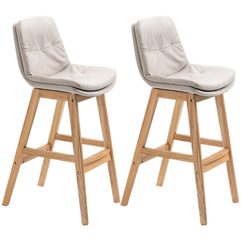 Scandinavian Wood Upholstered Counter Stools Low Back Bar Stools with Footrest White Wood 2 Piece Set Clearhalo 'Bar Furniture' 'Bar Stools' 'bar_stools' 'furn' 'furn_bar_stools' 'furniture_bar_stools' 'Kitchen & Dining Furniture' 'kitchen&dining_furn' 'kitchen' 'kitchen_furn' Furniture' 4290130