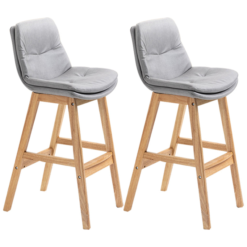Scandinavian Wood Upholstered Counter Stools Low Back Bar Stools with Footrest Grey Wood 2 Piece Set Clearhalo 'Bar Furniture' 'Bar Stools' 'bar_stools' 'furn' 'furn_bar_stools' 'furniture_bar_stools' 'Kitchen & Dining Furniture' 'kitchen&dining_furn' 'kitchen' 'kitchen_furn' Furniture' 4290133
