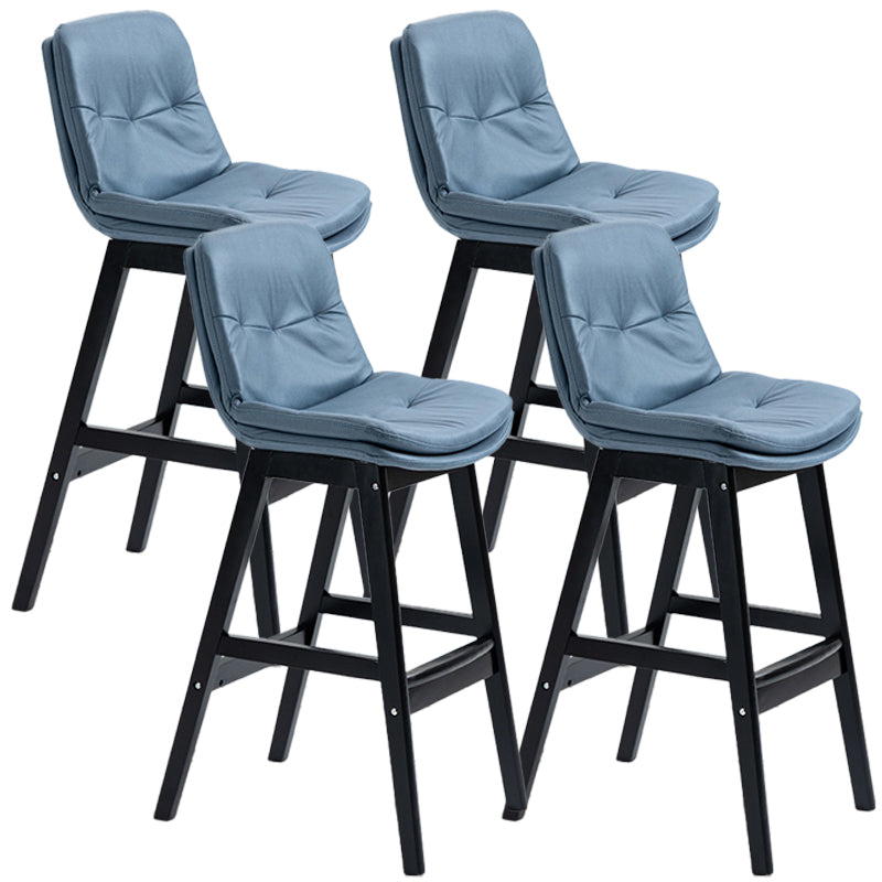 Scandinavian Wood Upholstered Counter Stools Low Back Bar Stools with Footrest Blue Black 4 Piece Set Clearhalo 'Bar Furniture' 'Bar Stools' 'bar_stools' 'furn' 'furn_bar_stools' 'furniture_bar_stools' 'Kitchen & Dining Furniture' 'kitchen&dining_furn' 'kitchen' 'kitchen_furn' Furniture' 4290134