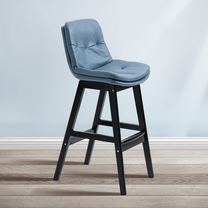 Scandinavian Wood Upholstered Counter Stools Low Back Bar Stools with Footrest Blue Black 1 Piece Clearhalo 'Bar Furniture' 'Bar Stools' 'bar_stools' 'furn' 'furn_bar_stools' 'furniture_bar_stools' 'Kitchen & Dining Furniture' 'kitchen&dining_furn' 'kitchen' 'kitchen_furn' Furniture' 4290135