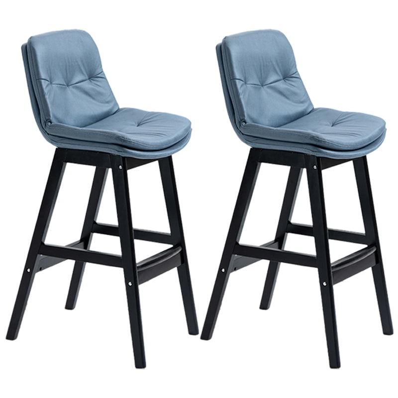 Scandinavian Wood Upholstered Counter Stools Low Back Bar Stools with Footrest Blue Black 2 Piece Set Clearhalo 'Bar Furniture' 'Bar Stools' 'bar_stools' 'furn' 'furn_bar_stools' 'furniture_bar_stools' 'Kitchen & Dining Furniture' 'kitchen&dining_furn' 'kitchen' 'kitchen_furn' Furniture' 4290136
