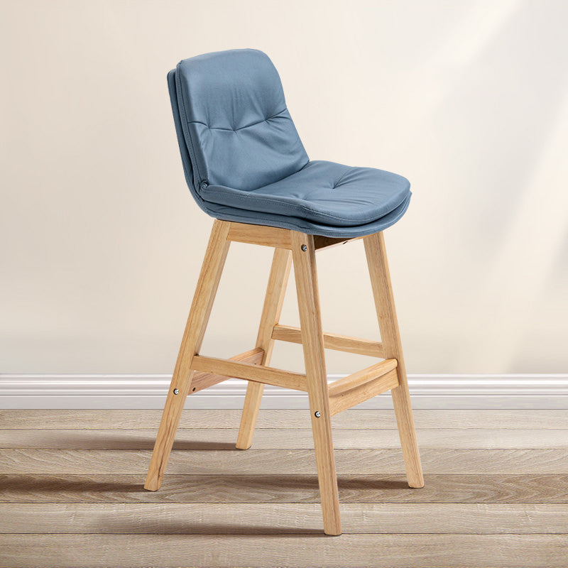 Scandinavian Wood Upholstered Counter Stools Low Back Bar Stools with Footrest Blue Wood 1 Piece Clearhalo 'Bar Furniture' 'Bar Stools' 'bar_stools' 'furn' 'furn_bar_stools' 'furniture_bar_stools' 'Kitchen & Dining Furniture' 'kitchen&dining_furn' 'kitchen' 'kitchen_furn' Furniture' 4290138