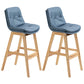 Scandinavian Wood Upholstered Counter Stools Low Back Bar Stools with Footrest Blue Wood 2 Piece Set Clearhalo 'Bar Furniture' 'Bar Stools' 'bar_stools' 'furn' 'furn_bar_stools' 'furniture_bar_stools' 'Kitchen & Dining Furniture' 'kitchen&dining_furn' 'kitchen' 'kitchen_furn' Furniture' 4290139