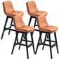 Scandinavian Wood Upholstered Counter Stools Low Back Bar Stools with Footrest Orange Black 4 Piece Set Clearhalo 'Bar Furniture' 'Bar Stools' 'bar_stools' 'furn' 'furn_bar_stools' 'furniture_bar_stools' 'Kitchen & Dining Furniture' 'kitchen&dining_furn' 'kitchen' 'kitchen_furn' Furniture' 4290140
