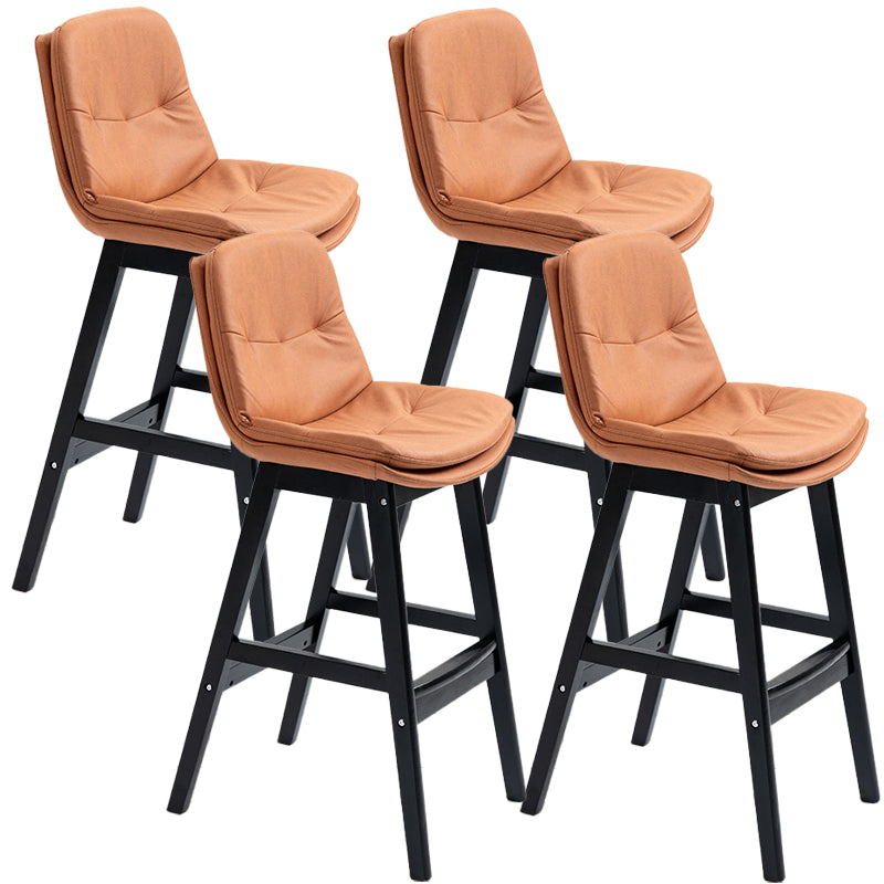 Scandinavian Wood Upholstered Counter Stools Low Back Bar Stools with Footrest Orange Black 4 Piece Set Clearhalo 'Bar Furniture' 'Bar Stools' 'bar_stools' 'furn' 'furn_bar_stools' 'furniture_bar_stools' 'Kitchen & Dining Furniture' 'kitchen&dining_furn' 'kitchen' 'kitchen_furn' Furniture' 4290140